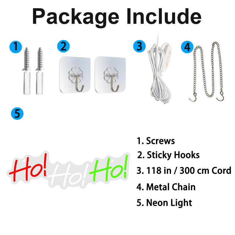 Description Picture 6 of itemHO！HO！HO LED Neon Sign USB Powered Dimmer Switch Wall Decor Night Light For Bedroom Bar Game Room Christmas Gift  Man Cave Party