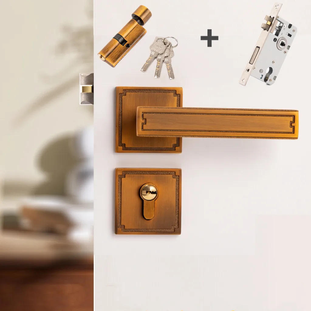 Description Picture 6 of itemIndoor Aluminum Alloy Security Door Lock Chinese Door Handle Split Lockset Home Silent Magnet Lock Door Hardware Accessories