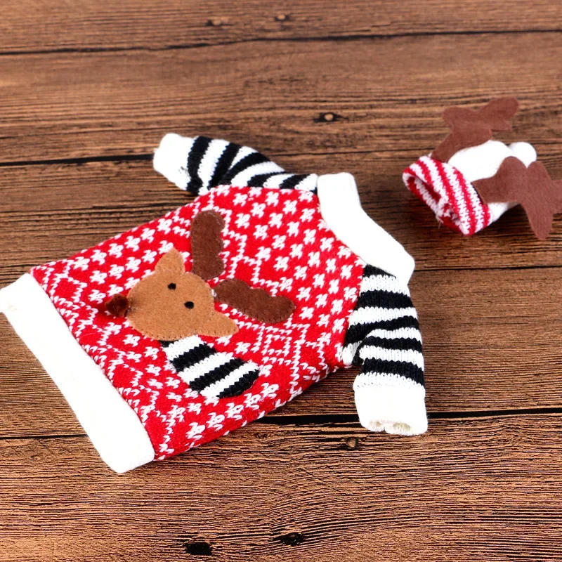 Description Picture 4 of itemChristmas Wine Bottle Cover Set Santa Claus Snowman Knitted Wool Red Wine Bottle Bags for New Year Xmas Party Dinner Table Decor