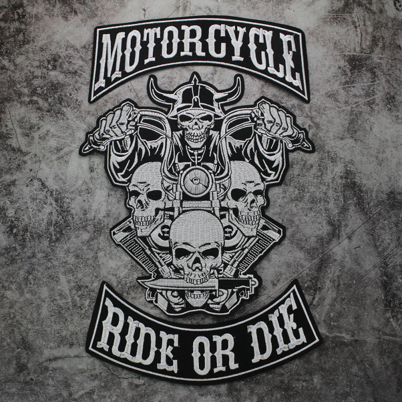 Description Picture 2 of itemMOTORCYCLE Patch Embroidered skull patch Applique Iron on Label punk biker Patches Clothes Stickers Apparel Accessories Badge