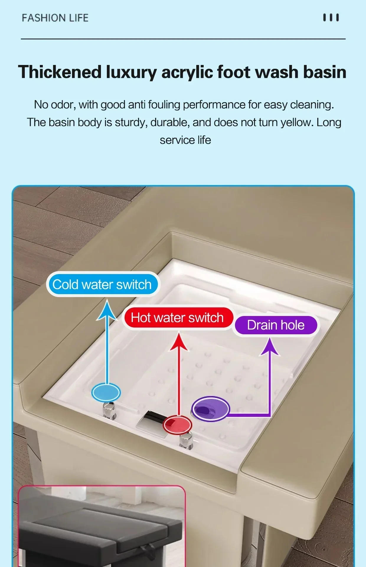 Description Picture 5 of itemHeadspa Hair Wash Pedicure Chair Backwash Comfortable Stylist Washing Beauty Spa Wash Hair Salons Chair Fryzjerskie Shampoo Foot