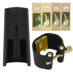 Alto Soprano Tenor Saxophone Clarinet Mouthpiece Ligature And Cap Sax Leather Buckle Clamp Clip Woodwind Musical Instrument Part