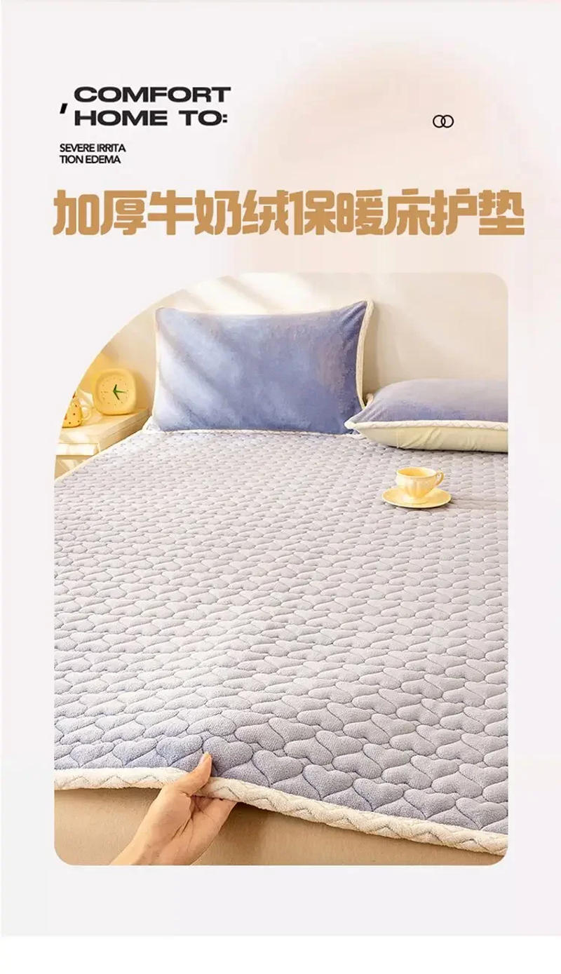 Description Picture 3 of itemWinter Plush Soft Mattress Toppers Single Double Bedspread Non-slip Mattress Cover Bed Sheet Thin Fold Tatami Mat Soft Bed Cover