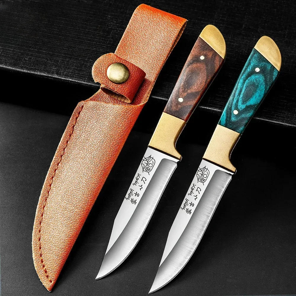 Description Picture 2 of itemFruit Knife Hand Held Small Knives For Lamb Eating Portable Dining Knife Kitchen Small Knife With Leather Cover  keychain