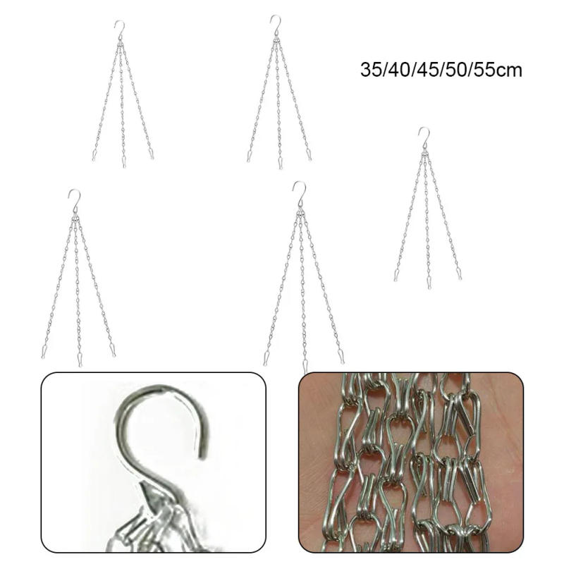 Description Picture 3 of itemHanging Flower Pot Silver 3 Strand Replacement Garden Hanging Basket Spare Metal Chains Hanger For Home Garden Decoration