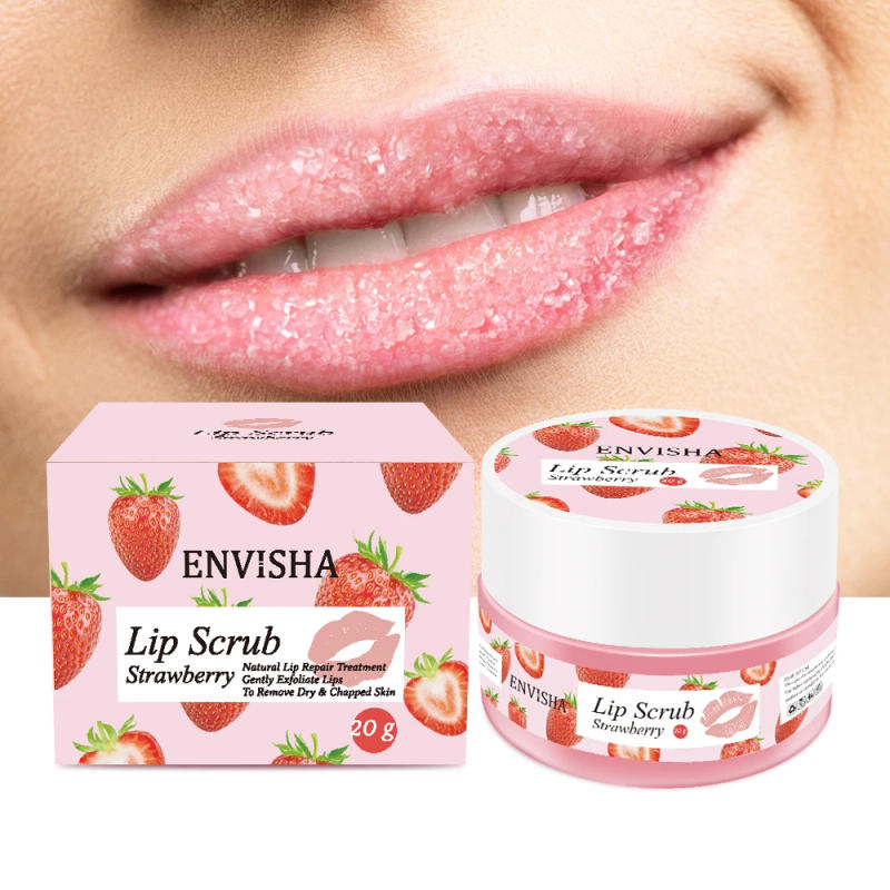 Description Picture 6 of itemENVISHA Strawberry Lip Care Scrub Lip Balm Sugar Cream Exfoliating Moisturizing Nourish Repair Cleft Fine Lines Smooth Skin Care