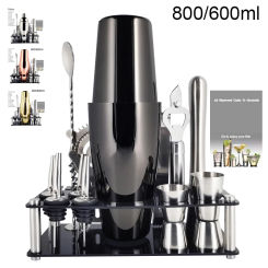 1-14 Pcs/set 600ml 750ml Stainless Steel Cocktail Shaker Mixer Drink Bartender Browser Kit Bars Set Tools With Wine Rack Stand