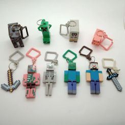 10PCS Set Minecraft Game Figure Keychain Toys Steve Enderman Spider Zombie PVC Model Collections For Adults