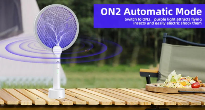 Description Picture 4 of item2 in 1 Indoor Outdoor Mosquito Killer Electric Fly Swatter 4000V Bug Zapper Racket with 3-Layer Safety Mesh Fly USB Rechargeable