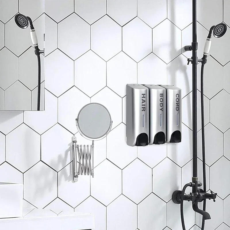 Description Picture 5 of itemBathroom Automatic soap dispenser Trio Wall Mounted Shampoo and Conditioner Dispenser, Conditioner Body Wash Dispenser Set