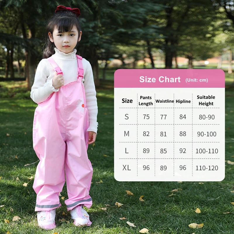 Description Picture 4 of itemKids Rain Gear Ultra-light Waterproof Children Strap suspender pants and poncho