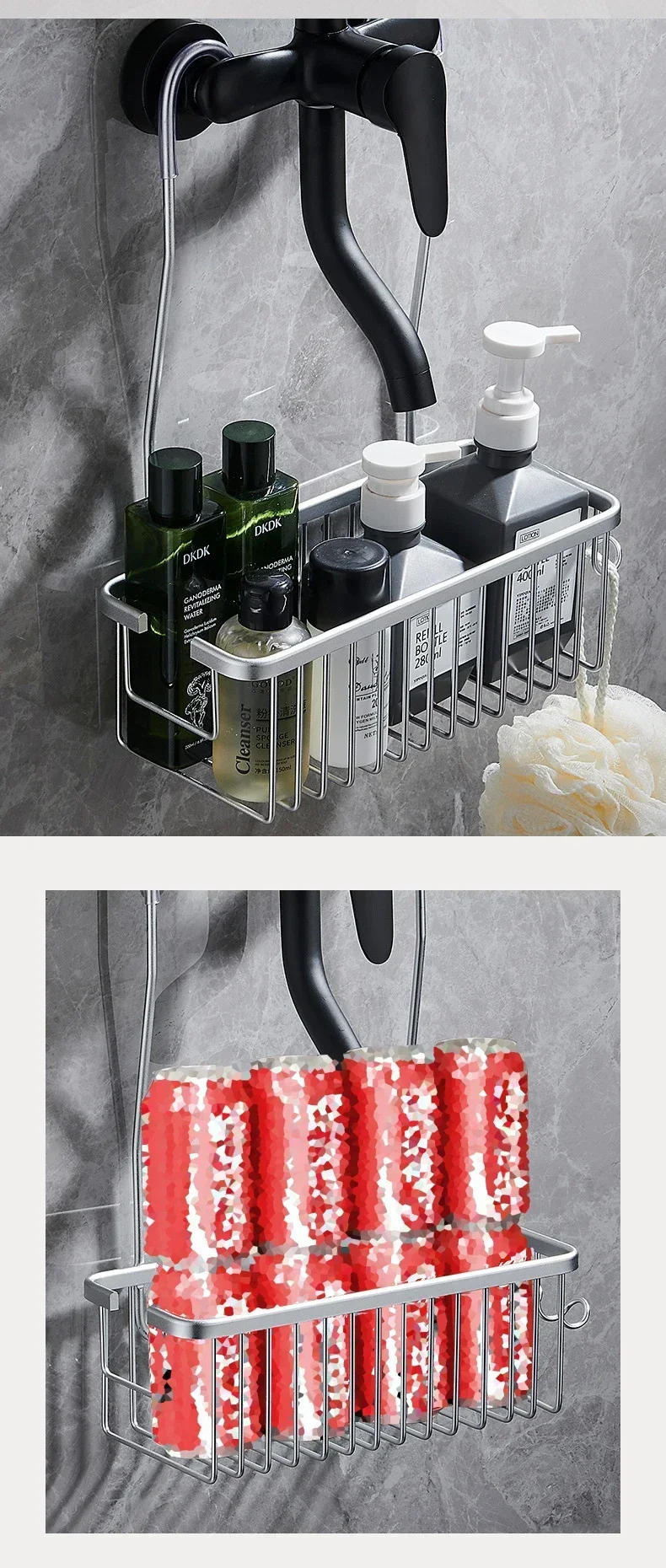 Description Picture 4 of itemAluminium Bathroom Shelf Without Drilling, Shower Shelf Shelves Shampoo Holder, Basket Storage Organizer Bathroom Accessories