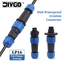 LP/SP16 Waterproof Cable Connector 2/3/4 Pin Docking/Nut/Flange IP68 Aviation Plug Socket Male Female Outdoor Panel Mounted