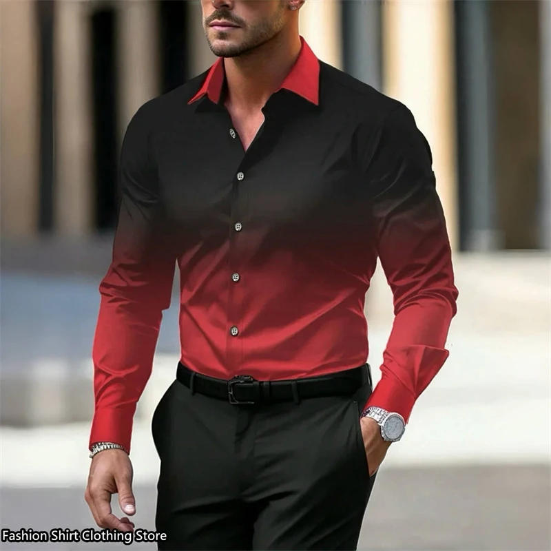 Description Picture 3 of item9-color men's shirt gradient shirt long-sleeved business office clothing loose version fashion casual soft fabric XS-6XL