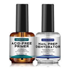 Professional Natural Nail Prep Dehydrator and Nail Acid-Free Primer Set, Fast Air Dry For Gel Polish & Acrylic Powder 0.5oz