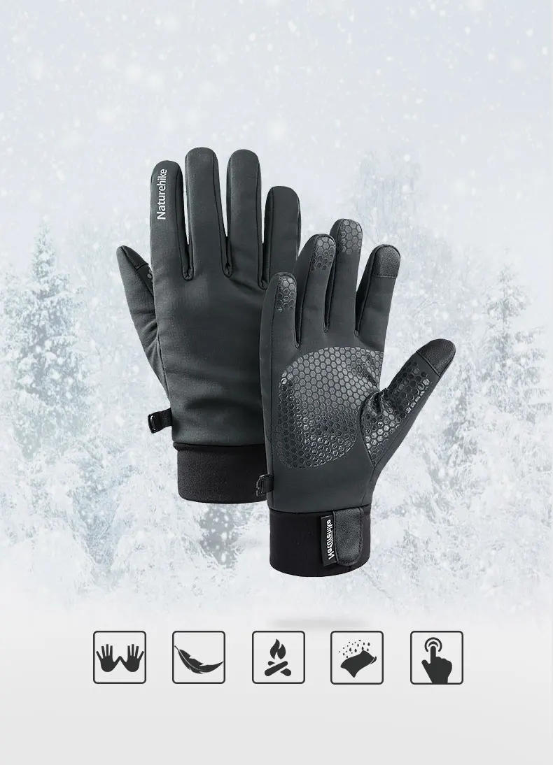 Description Picture 3 of itemNaturehike Outdoor Hiking Sport Gloves Keeping Warm Soft Anti-slip Touch Screen Cycling Full Finger Gloves
