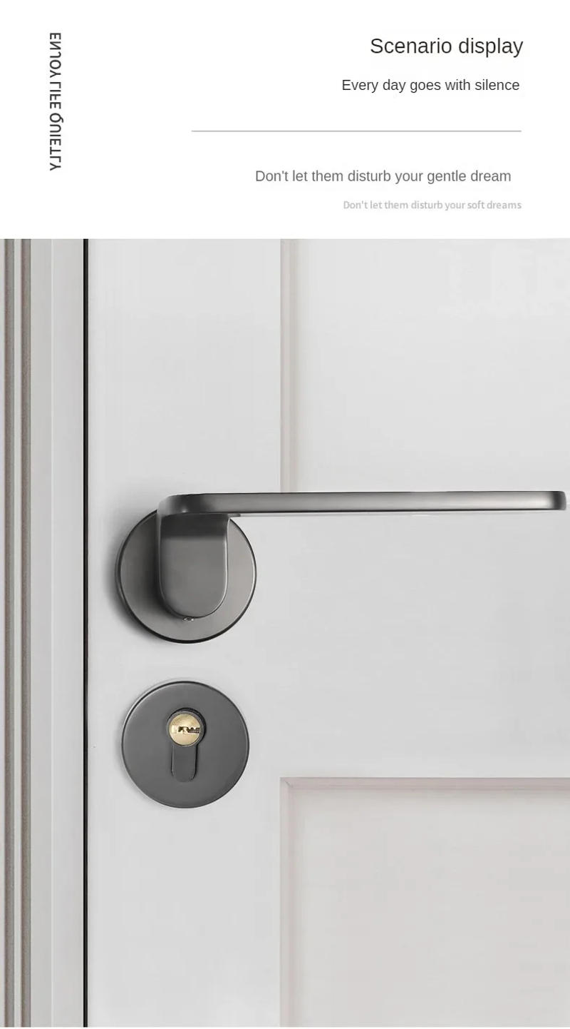 Description Picture 6 of itemComplete Set of Wooden Door Handles Bedroom Bathroom Minimalist Magnetic Silent Lock Universal Room Door Lock