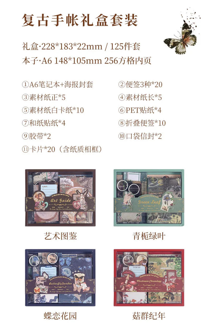 Description Picture 3 of item125 pcs Vintage Scrapbooking material Gift set for Planner handmade DIY Diary Album Scrapbooking accessories Craft Supplies