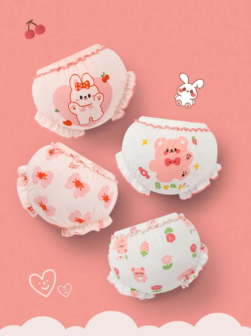 Description Picture 3 of item2pieces Kids Cotton Underwear Panties Girl Baby Infant Cute Big Bow Dots Shorts For Children Fashion Can Wear Outside Underpants