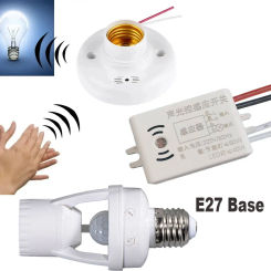 E27 Screw Lamp Base 85-265V Human Body Infrared Sensor Lamp Holder Switch Household Two-Column Lamp For Aisle Bedroom Living