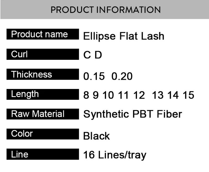 Description Picture 3 of itemSENSE LASHES Ellipse Flat Classic Eyelash Extensions Double Tips Matte Black Super Soft Individual Lashes Faux Mink Eyelashes