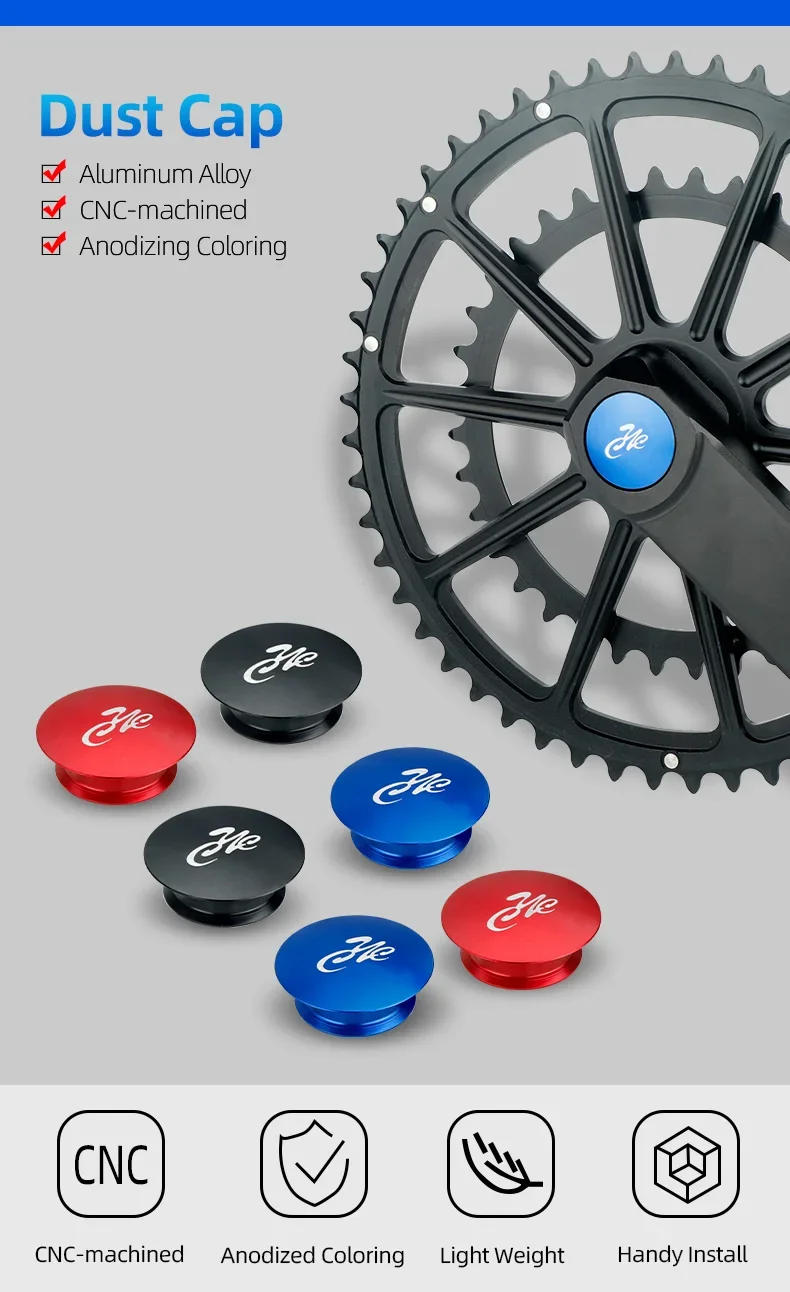 Description Picture 2 of itemOne-Piece Hollow Crank Cover Aluminum Bicycle Dust Screw W/ 18/20mm Dia. Seals MTB Road Chainring End Plug Cycle Replacement