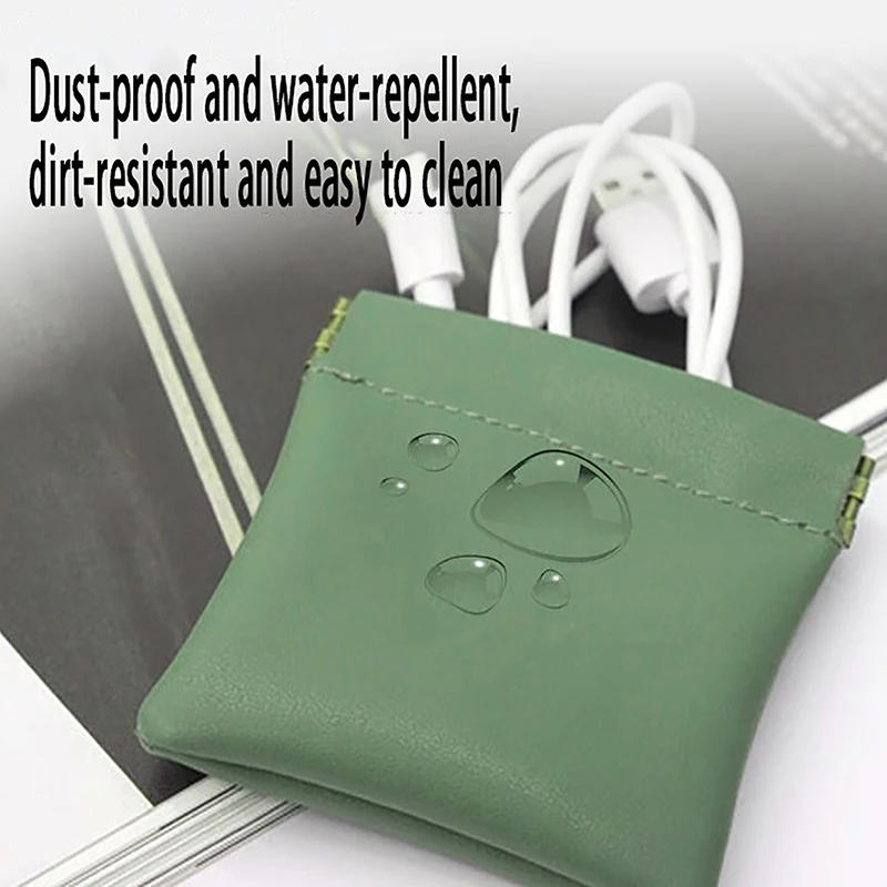 Description Picture 3 of itemPu Earphone Bag Mini Portable Leather Earphone Bag Headphone Accessories Storage Mini Earbuds Package Case