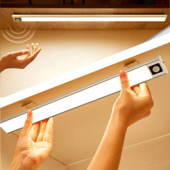 Night Light Led Light Bar Under Cabinet Light Motion Sensor USB Rechargeable Hand Scan Induction Kitchen Closet Magnetic Light