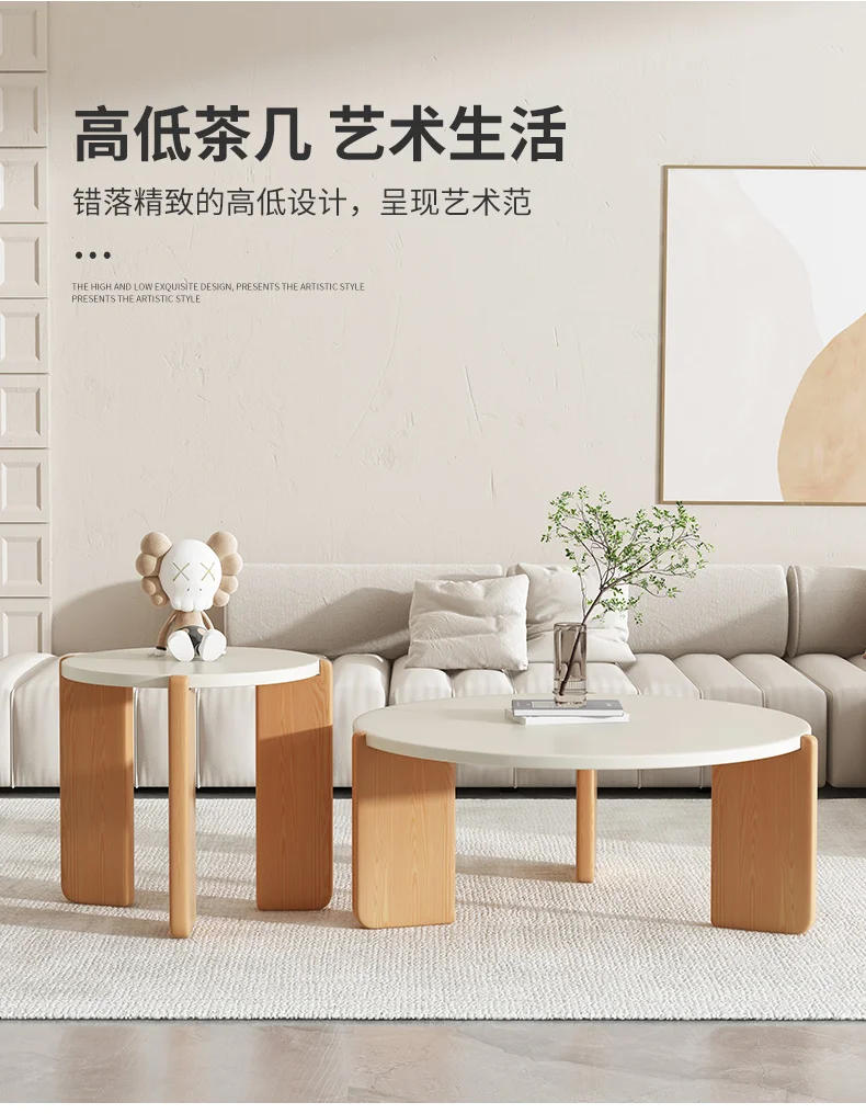 Description Picture 6 of itemKitchen Modern Coffee Table Wooden Round Living Room Coffee Tables Aesthetic