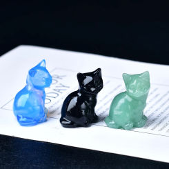 1pc 3.5cm/1.38in crystal carved cat, meditation stone crystal gift for home decor.