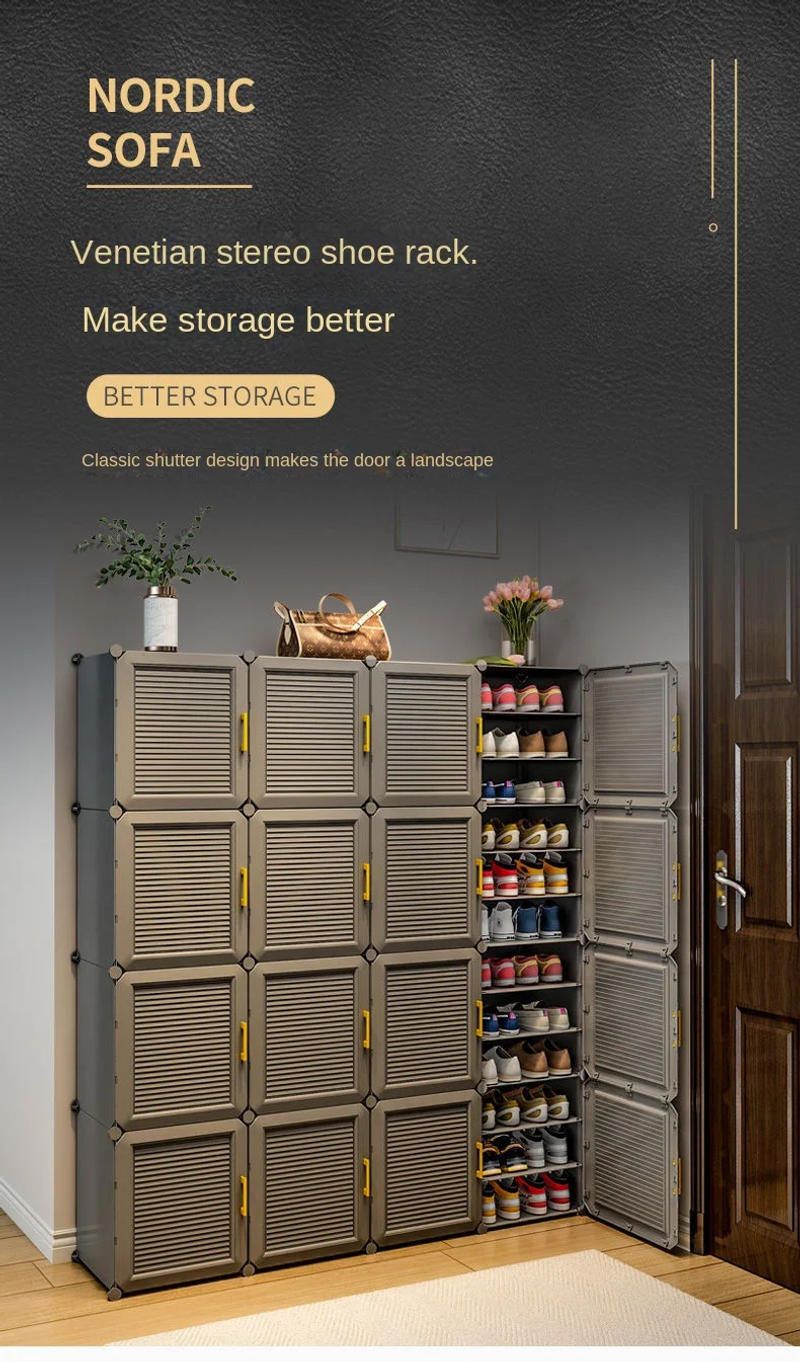 Description Picture 2 of itemBedroom Living Room For Assemble Storage Shelf Multilayer High-Capacity Dustproof Cabinet Household Shoe Rack Hallway Foldable