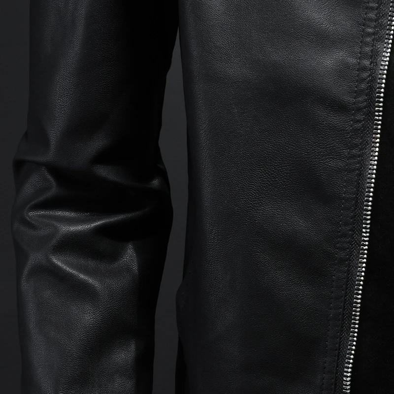 Description Picture 5 of itemAutumn and winter men's leather jacket jacket standing collar leather jacket for young people