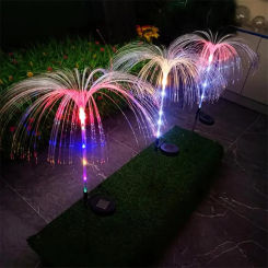 Solar Jellyfish Light Colorfull Garden LED Fiber Optic Lights Outdoor Waterproof Decoration Lamp for Lawn Patio Villa Yard Decor