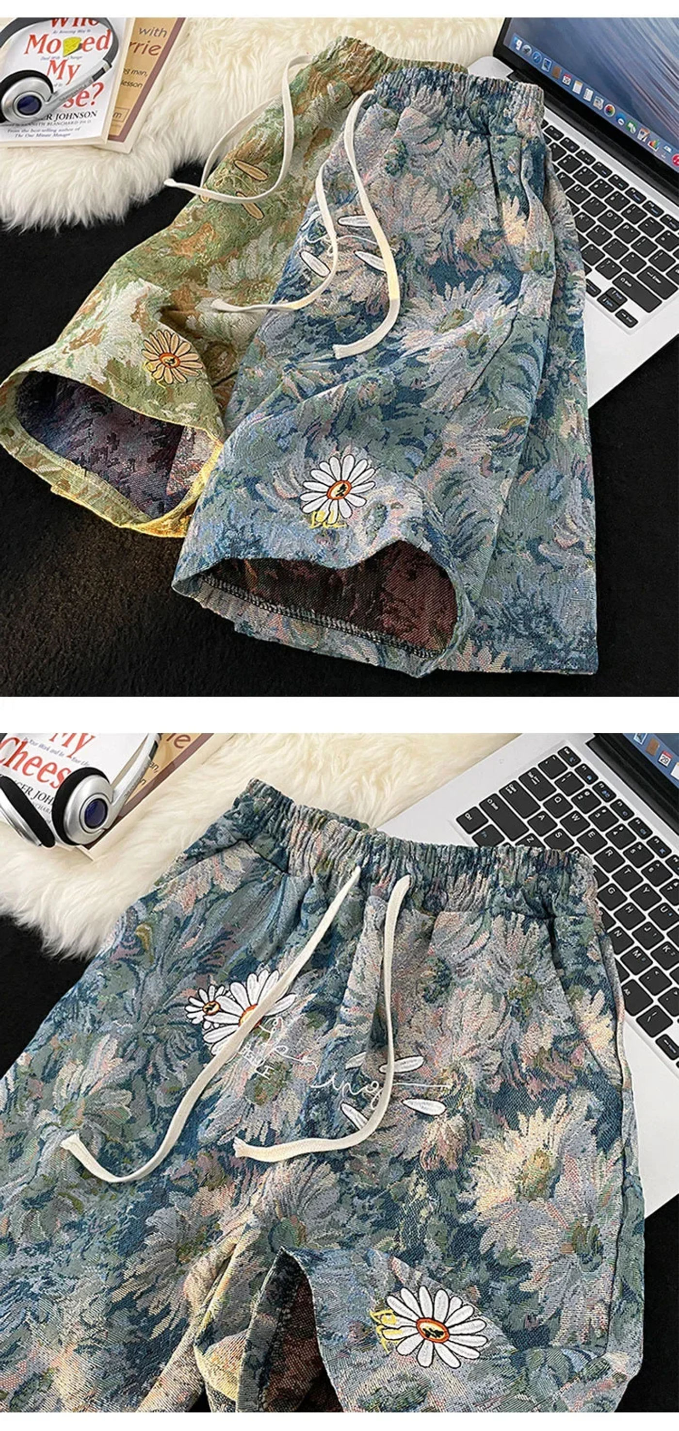 Description Picture 6 of itemHong Kong Style Casual Shorts Men's Summer Loose-fit Unique Versatile Straight-leg Five-point Trendy Student Shorts