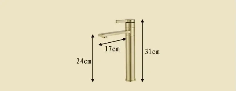 Description Picture 5 of itemBathroom Faucet Solid Brass Basin Cold And Hot Water Mixer Sink Single Handle Deck Mounted Brushed Gold Tap