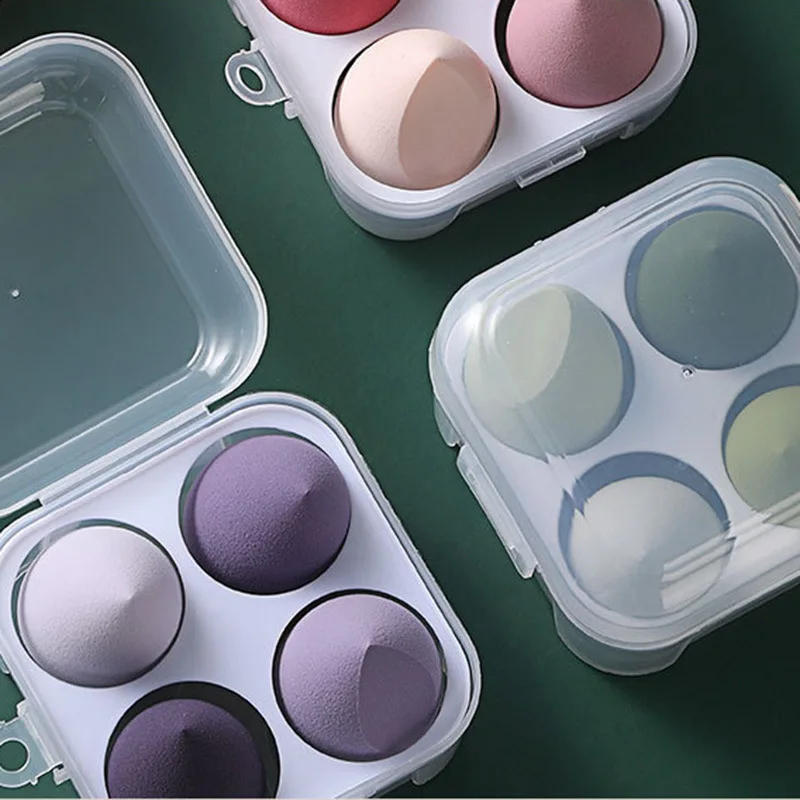 Description Picture 4 of item4Pcs Colorful Make Up Blender Sponge Set Soft Natural Cosmetic Puff Beveled Makeup Sponges Foundation Powder Sponge Beauty Tools