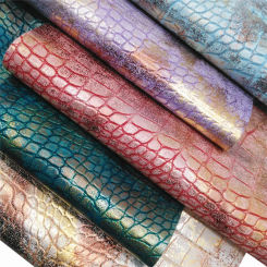 Metallic Crocodile Embossed Synthetic Leather Faux Leather Vinly Fabric with Felt Backing Craft DIY Bows Bags Earrings C010