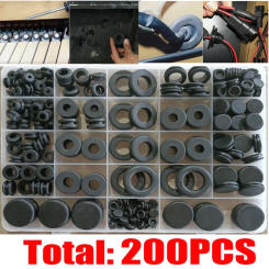200pcs Black O Ring Rubber Washer Seals Gasket Grommet Assortment Kit Electrical Gasket O-Ring Seals Tools Set