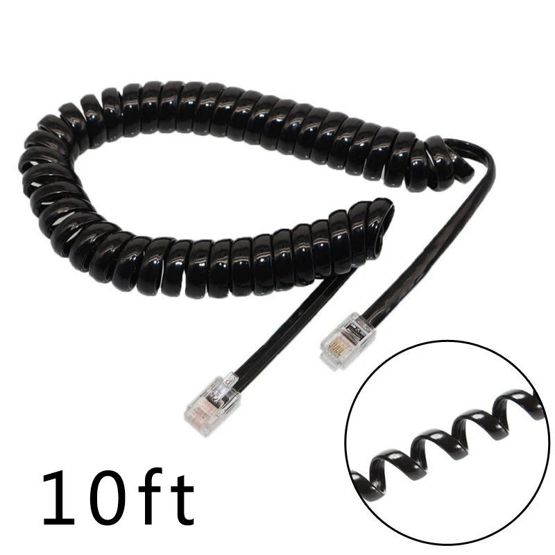Description Picture 3 of item3meters Telephone Handset Phone Extension Cord Curly Coiled Cable Spring Wire RJ10 Plug Telephone Coiled Cord