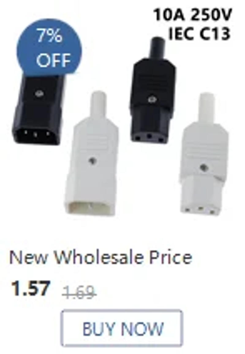 Description Picture 6 of item1PCS,90 Degree Angled IEC 320 C13 Female Plug AC 10A 250V Power Cord Cable Connector