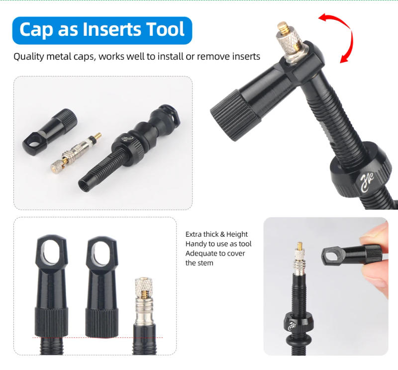 Description Picture 6 of item40 50 65 80mm F/V Tubeless Valve Threaded Cap W/Tool Optional For Gravel Bike Alloy Pole Brass Core Presta Valve Cycling Parts