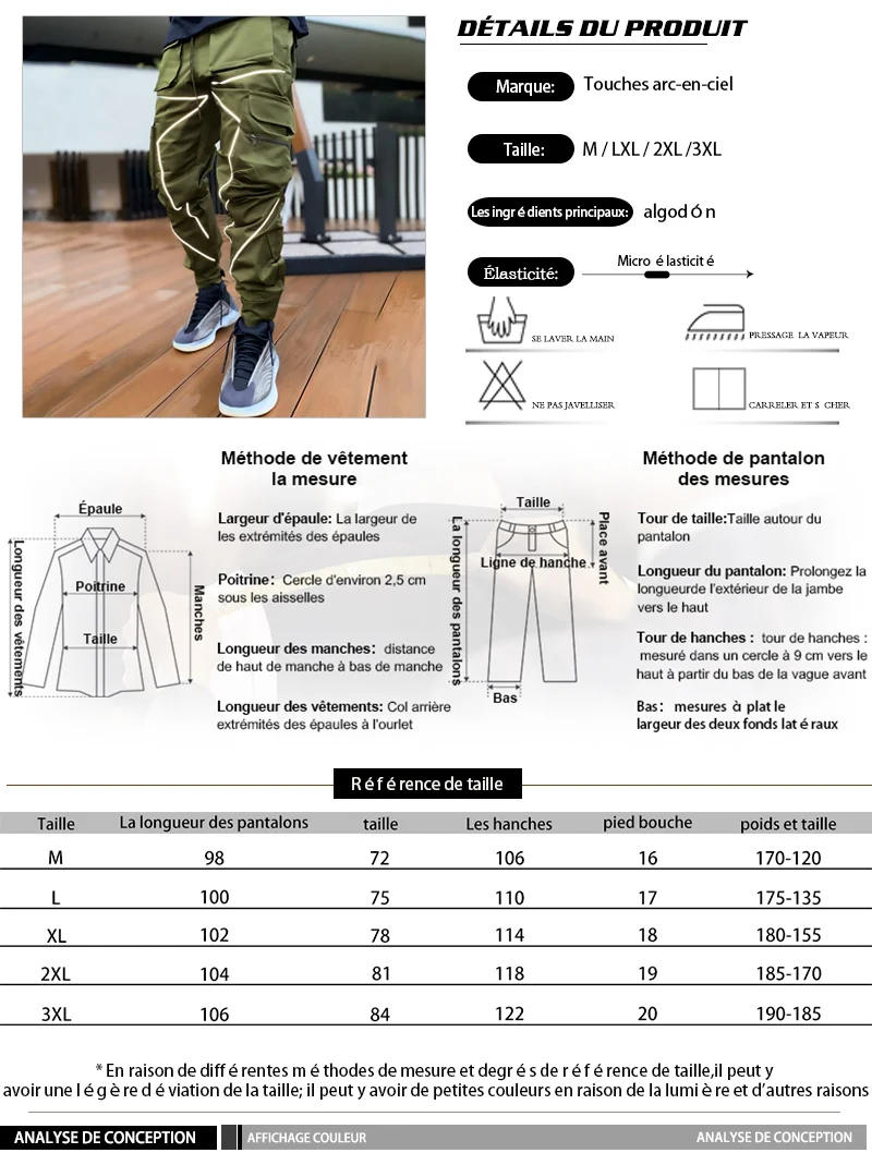 Description Picture 2 of item2023 Fashion Brand Men's Pants Casual Reflective Line Trousers Loose Straight High Street Style Overalls Daily casual pants