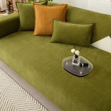 Chenille Fabric Sofa Cover Towel Solid Color Universal Living Room Sofa Cushion Mat Non-Slip Sofa Cushion Armrest Backrest Cover