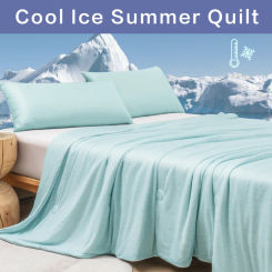 Cooling Blanket for Bed Silky Air Condition Comforter Lightweight Cooled Ice Summer Quilt with Double Side Cold & Cooling Fabric