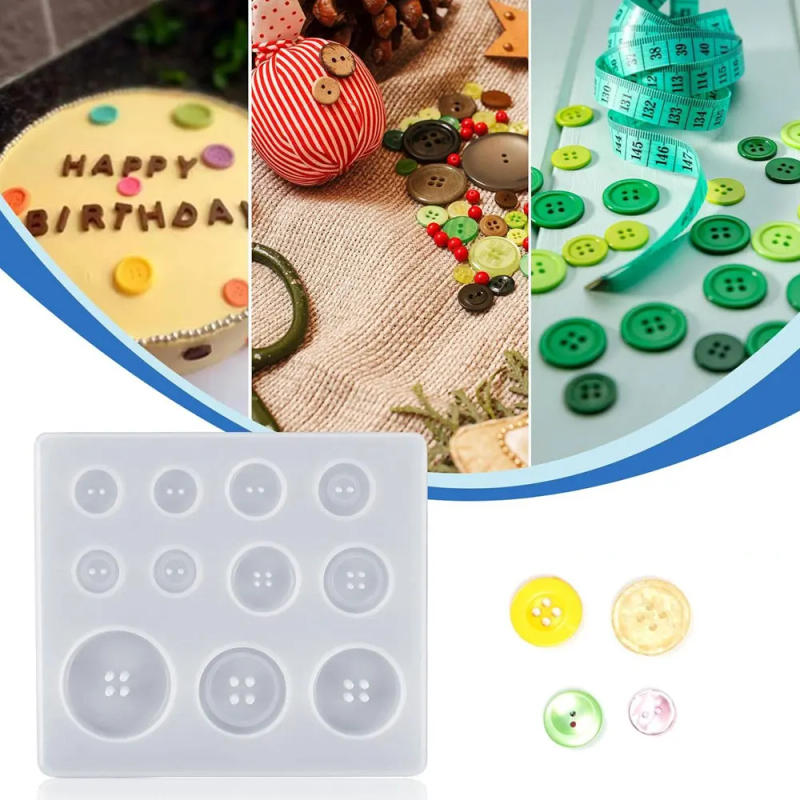 Description Picture 2 of item1Pc New Diy Silicone Mold Resin Button Diy Handmade Resin Mold With Hole Pendant Button Clay Epoxy Pendant For Keychain Supplies