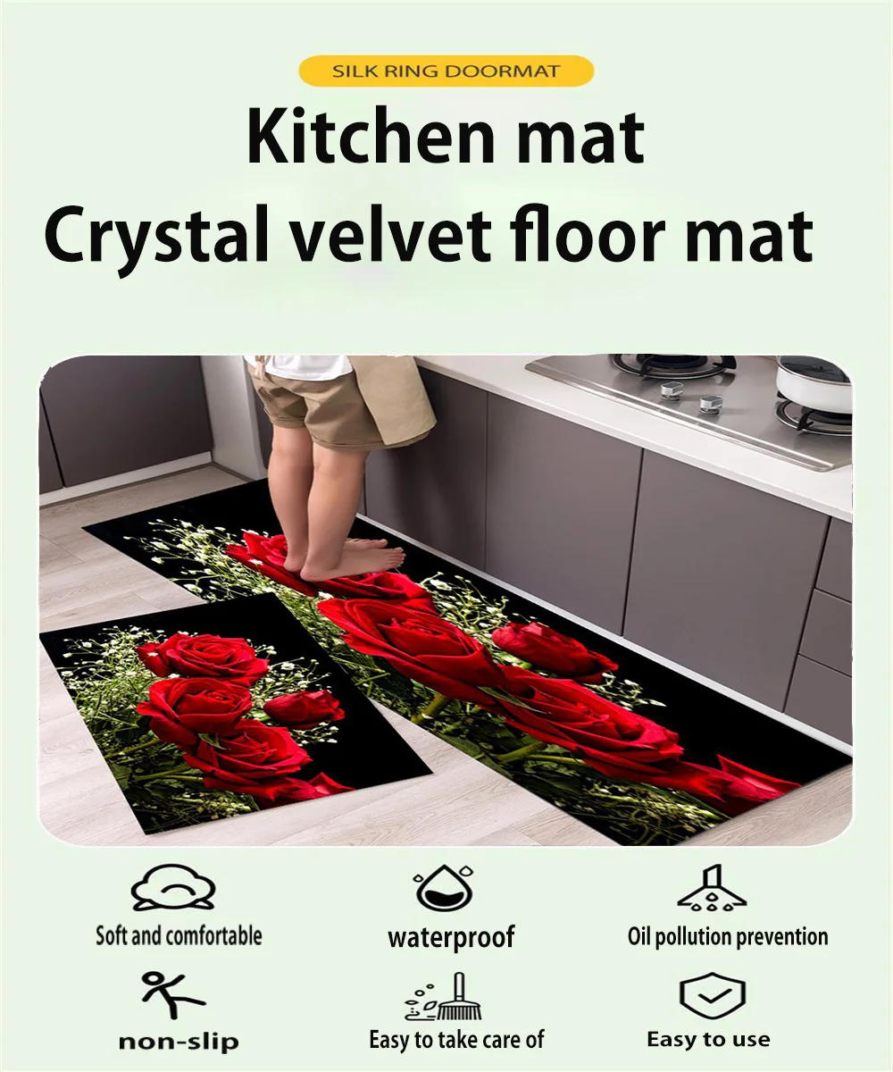 Description Picture 4 of itemKitchen Carpet Mats for Floor Bedroom Living Room Long Bedside Area Rug Soft Washable Carpet Anti Slip Bathroom Entrance Doormat