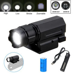 Zoomable Flashlight 3 Mode Mount Torch Light Outdoors Tactical LED Shotgun Rifle Glock Hunting Flashlihgt Lighting