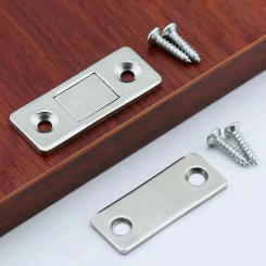 Brand New High Quality Cabinet Door Locks Latches Door Suction 4 Sets Metal + Magnet Cabinet Hole-free Ultra-thin
