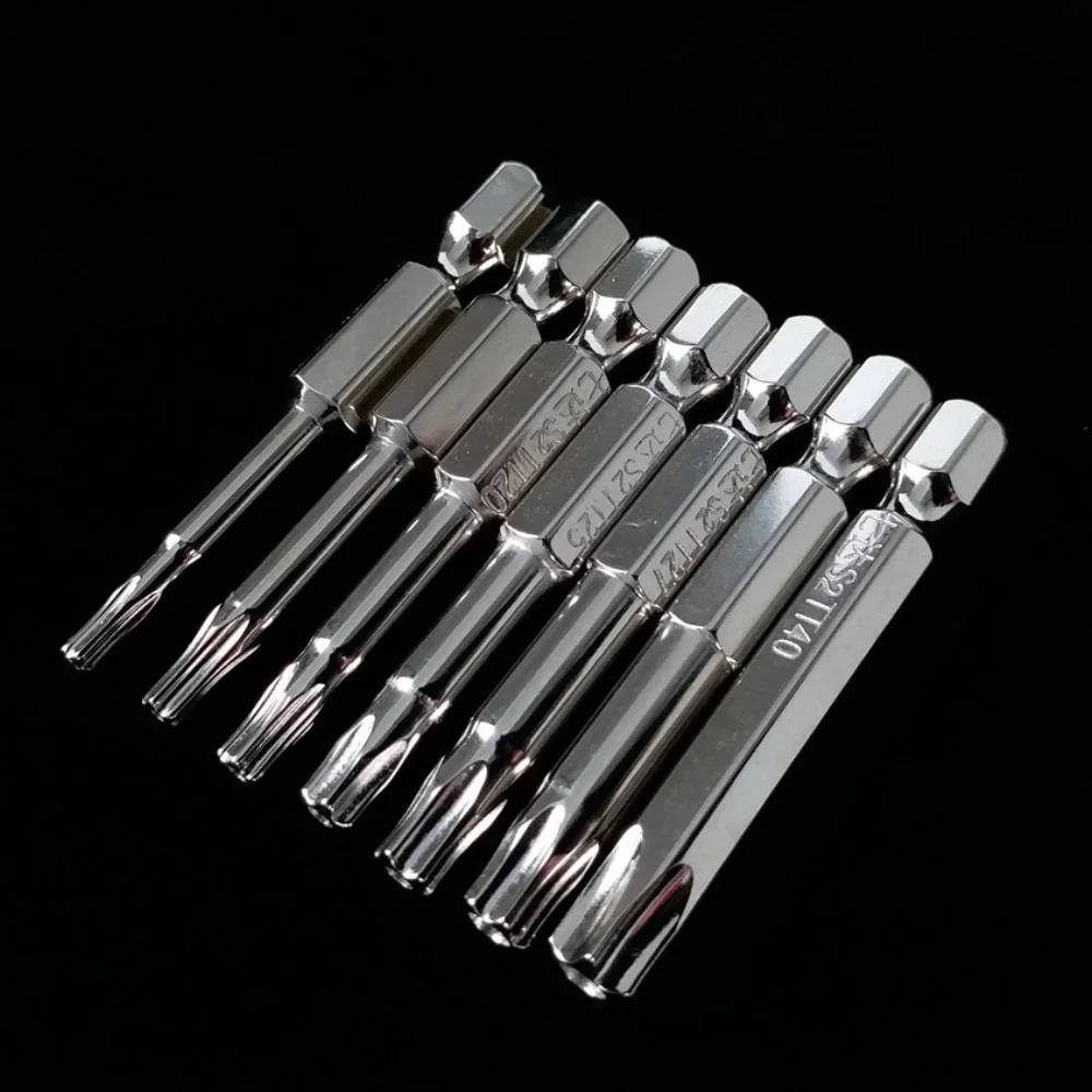Description Picture 4 of itemKrachtige 7Pcs 50mm Magnetic Screwdriver Set T10 T15 T20 T25 T27 T30 T40 1/4" Hex Shank 5 Point Torx Electric Screwdriver Head
