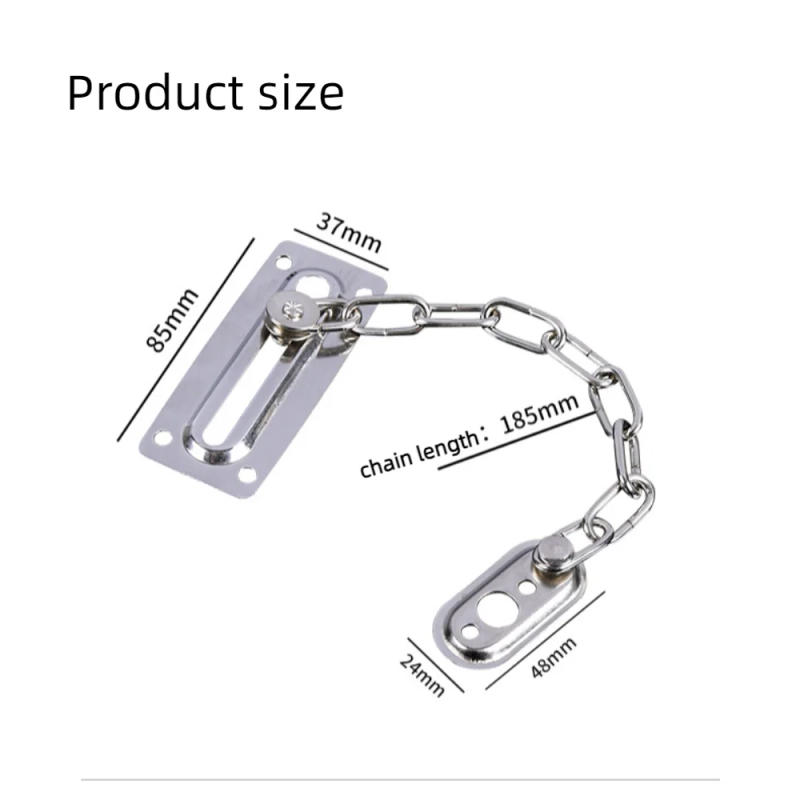 Description Picture 3 of itemStainless Stee Security Door Chain Anti Theft Home Office Sliding Fastener Silver Door Chain Lock